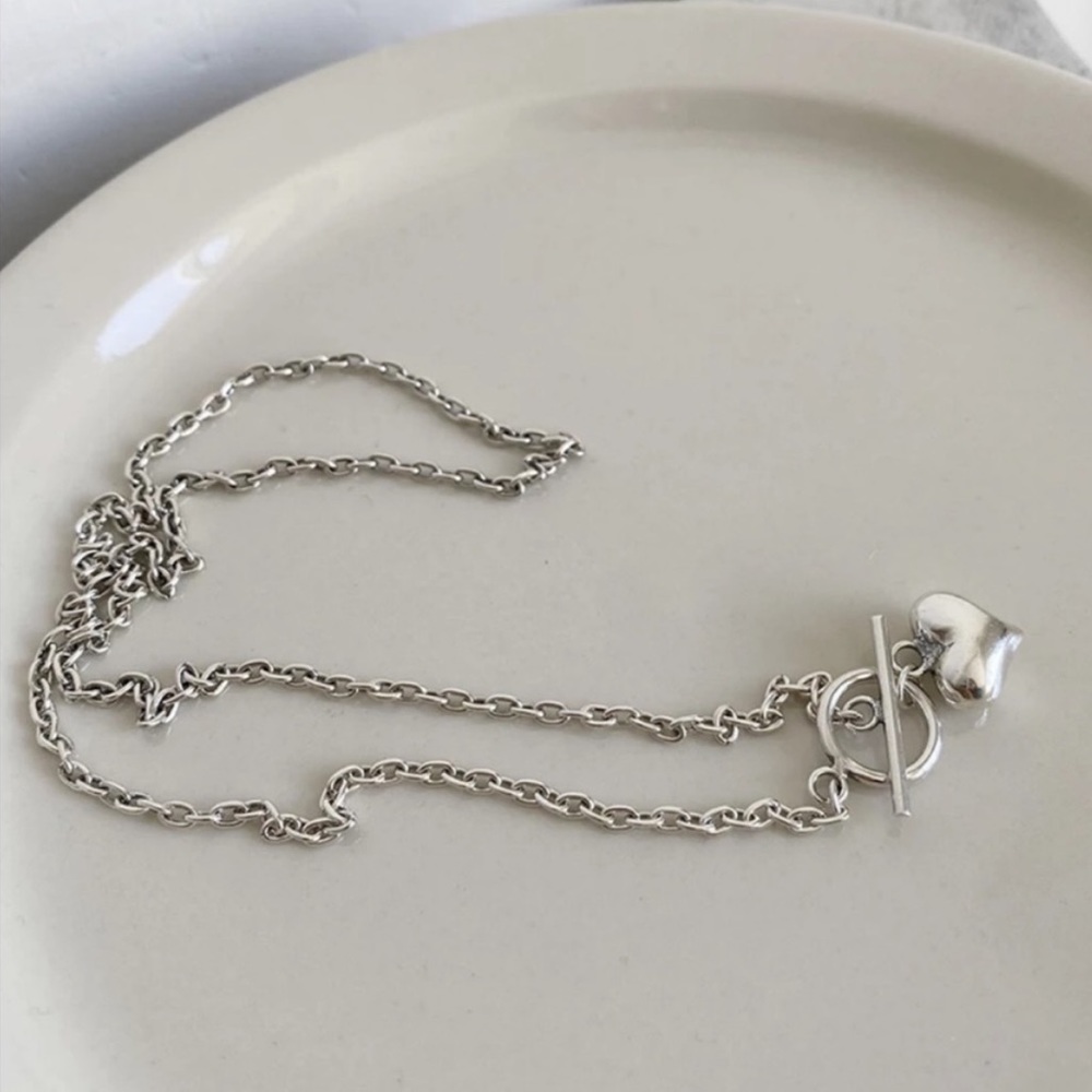NEW LOVE HEART 925 STERLING SILVER NECKLACE, NICE NECKLACE, CUTE NECKLACE - Picture 3 of 6